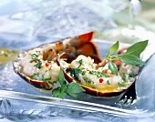 Spiny lobster in basil butter