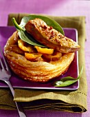 Spicy foie gras on apricot flaky pastry