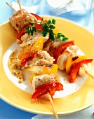 Chicken and pepper skewers