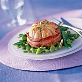 Veal Paupiette with bacon and green beans