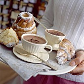Spiced hot chocolate and individual Kouglof cakes