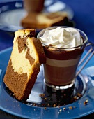 Chocolate Viennese dessert with slice of marble cake