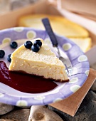 Slice of blueberry cheesecake