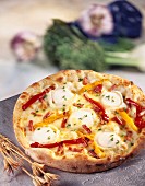 Goat cheese and pepper pizza