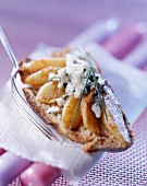 Roquefort and pear open sandwich