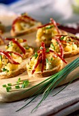 Apple and coppa toasted canapes