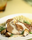 Pork fillets with button mushrooms