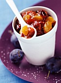 Stewed quetsch plums with dried apricots