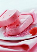 Strawberry candy ice lollies