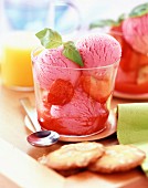 Scoops of strawberry ice cream