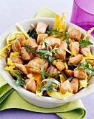 Dandelion salad with red label Scottish salmon grilled with tarragon