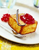 Bread and butter pudding with redcurrants