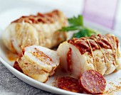 Small monkfish roasts with Chorizo
