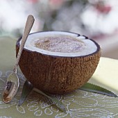 Coconut half and spoon