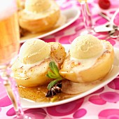 Tetons de Venus peach and ice cream dessert