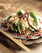 Chicken salad with bacon and sesame sauce