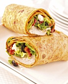 Tortilla wraps with chicken and tomato