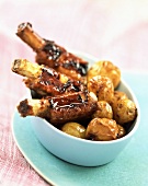 Caramelized baby potatoes and spare ribs