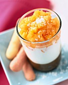 Fromage frais with milk jam and melon