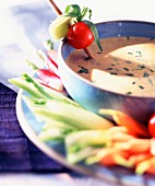 Raw vegetables and mustard and tarragon dip