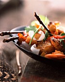 Pan fried prawns, pineapple and coconut