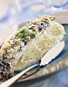 Wedge sole topped with roquefort and celeriac puree