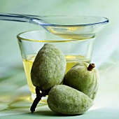 Fresh almonds and sweet almond oil