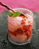 Strawberry ice cream with strawberries