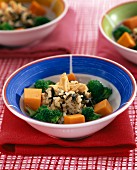 white and black rice with pumpkin and broccoli