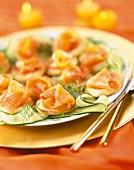 Smoked salmon and courgette ribbon bites