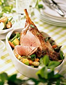 Leg of lamb with spring vegetables