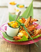 Grilled Mediterranean prawns with broccoli and apricots