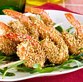 Shrimp and sesame brochettes