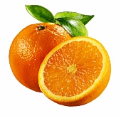 Ganze und halbierte Orange