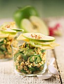 Wheat salad with cucumber and apple