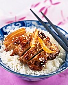 Marinated chicken with sesame seeds and ginger