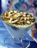 pistachio cream with pine nuts