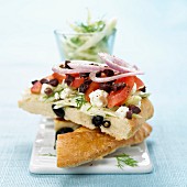 Feta, dill and olive open sandwich