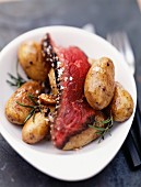 Roast beef with roast potatoes
