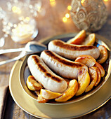 White sausage with apples