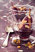 Pears poached in wine