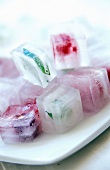 Summer fruit and mint in icecubes