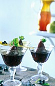 Cassis pears in glasses