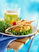 Pita bread with vegetables cakes and lettuce