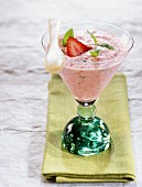 Strawberries in basil mousse