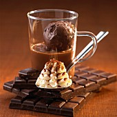 Chocolat liégeois (cold chocolate with chocolate ice cream)