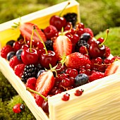 A crate of summer fruits