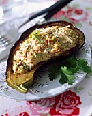 Stuffed aubergines with shrimps