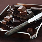 Various bars of broken chocolate