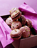 Chocolate,passionfruit and pistachio macaroons